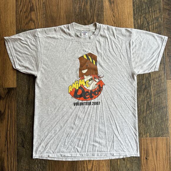 Jerzees Other - Vintage Anime Detour Volunteer T-Shirt 2007 Gray Jerzees Large Rare Graphic Tee